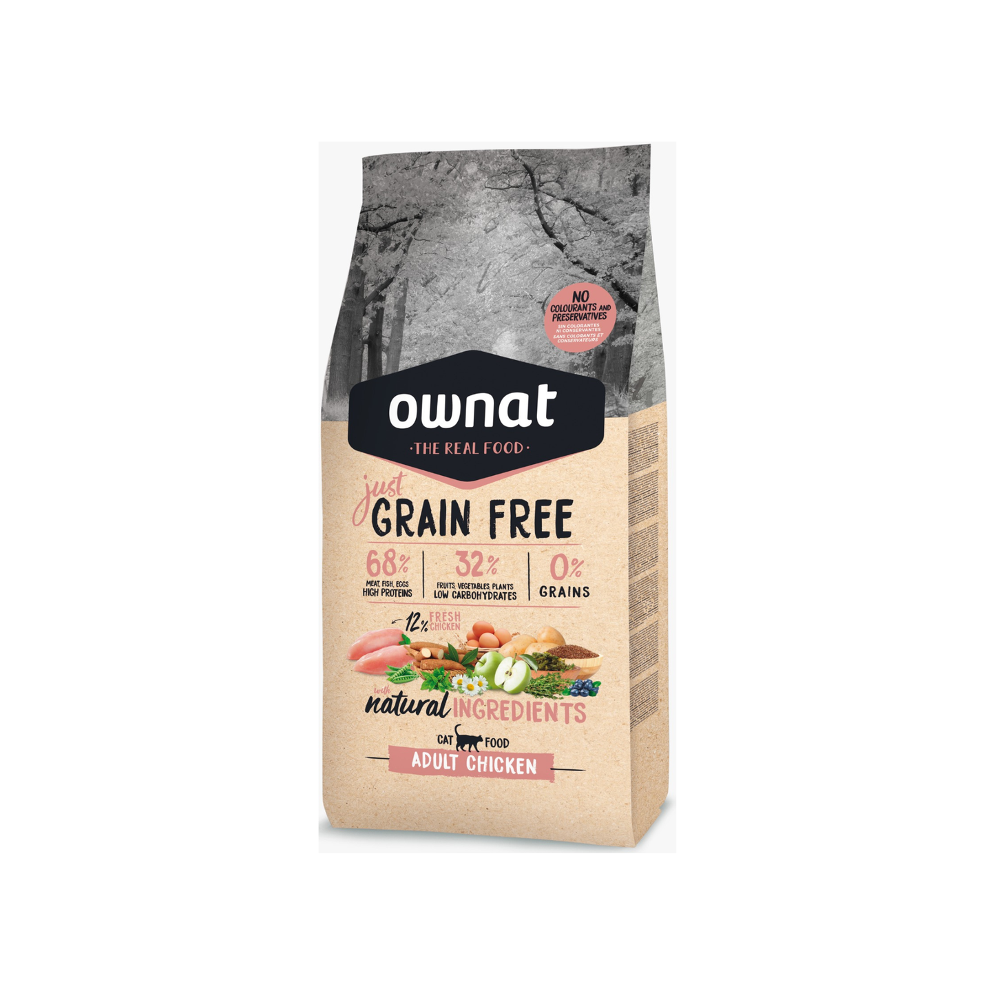 Ownat Just Grain Free Adult Chicken – Alimento Premium Sin Cereales para Gatos Adultos con Pollo Fresco
