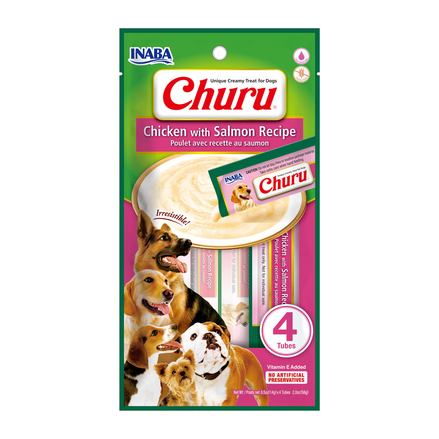 CHURU DOG CHICKEN/SALMON X 4 TUBOS