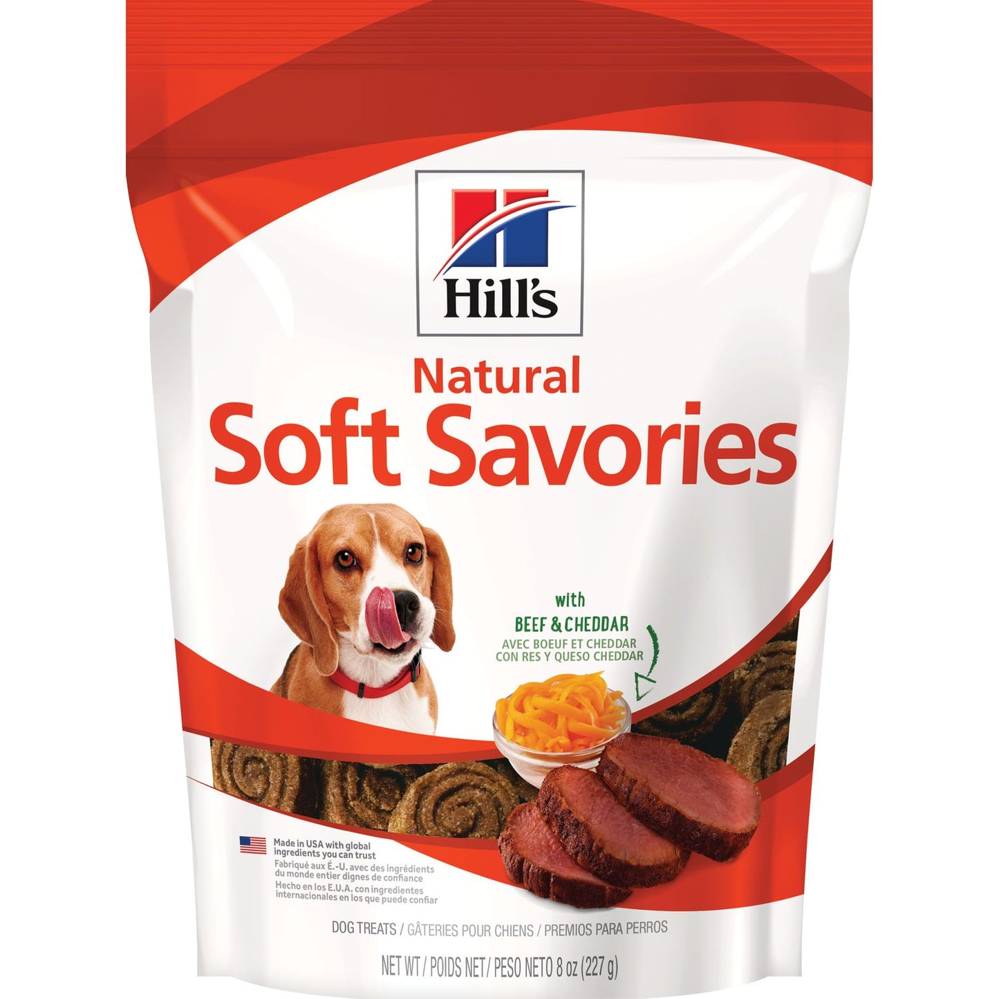 Hill's Canine Natural Soft Savories, premios naturales con carne de res y queso cheddar 227g