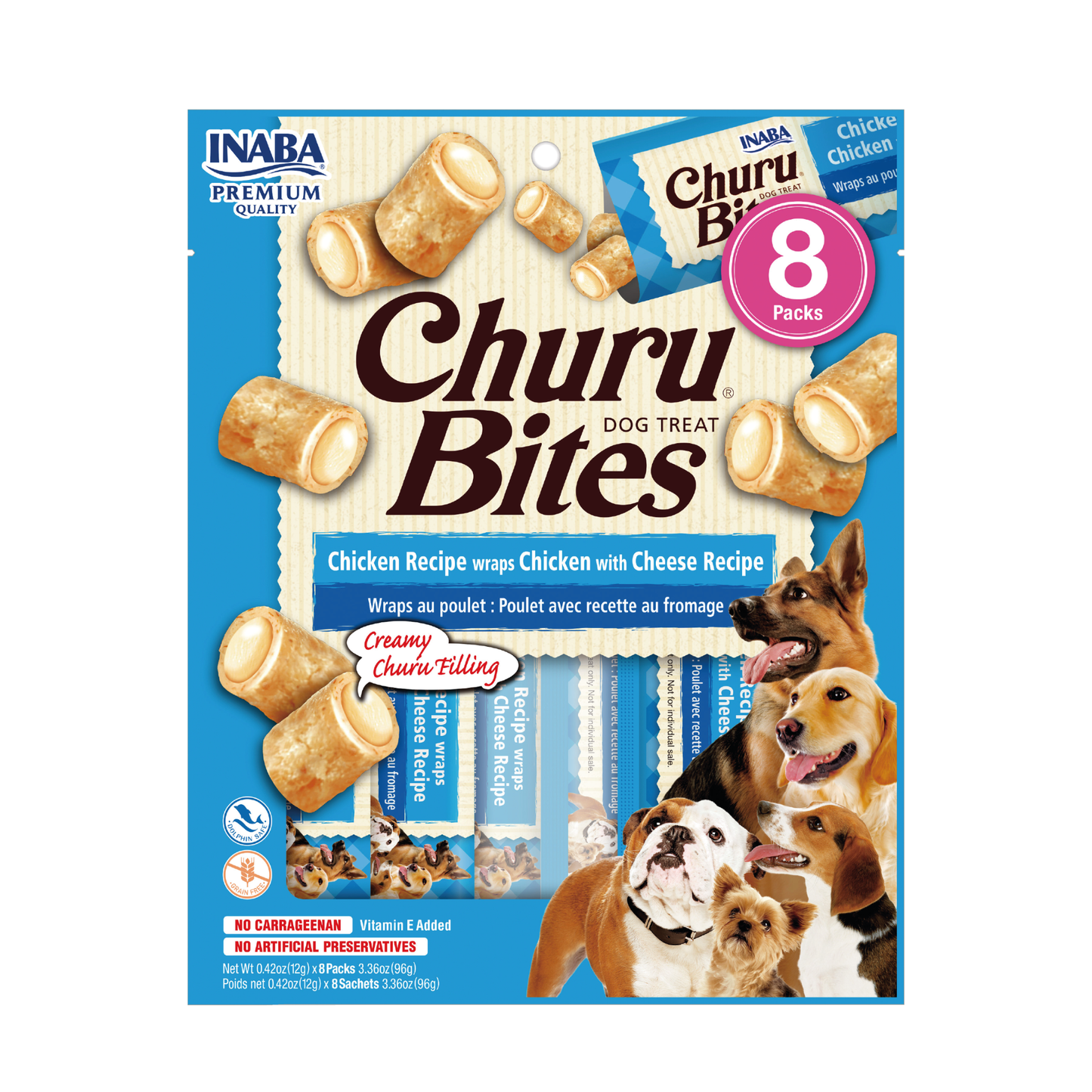 CHURU BITES DOG- RECETA DE POLLO Y QUESO - 8 UND