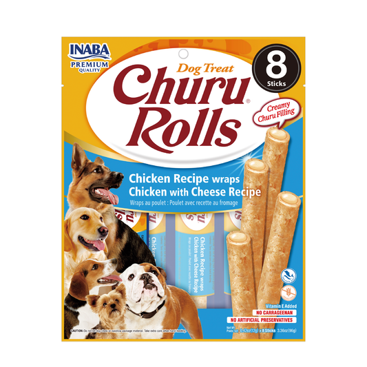 CHURU ROLLS DOG- RECETA DE POLLO Y QUESO - 8 UND