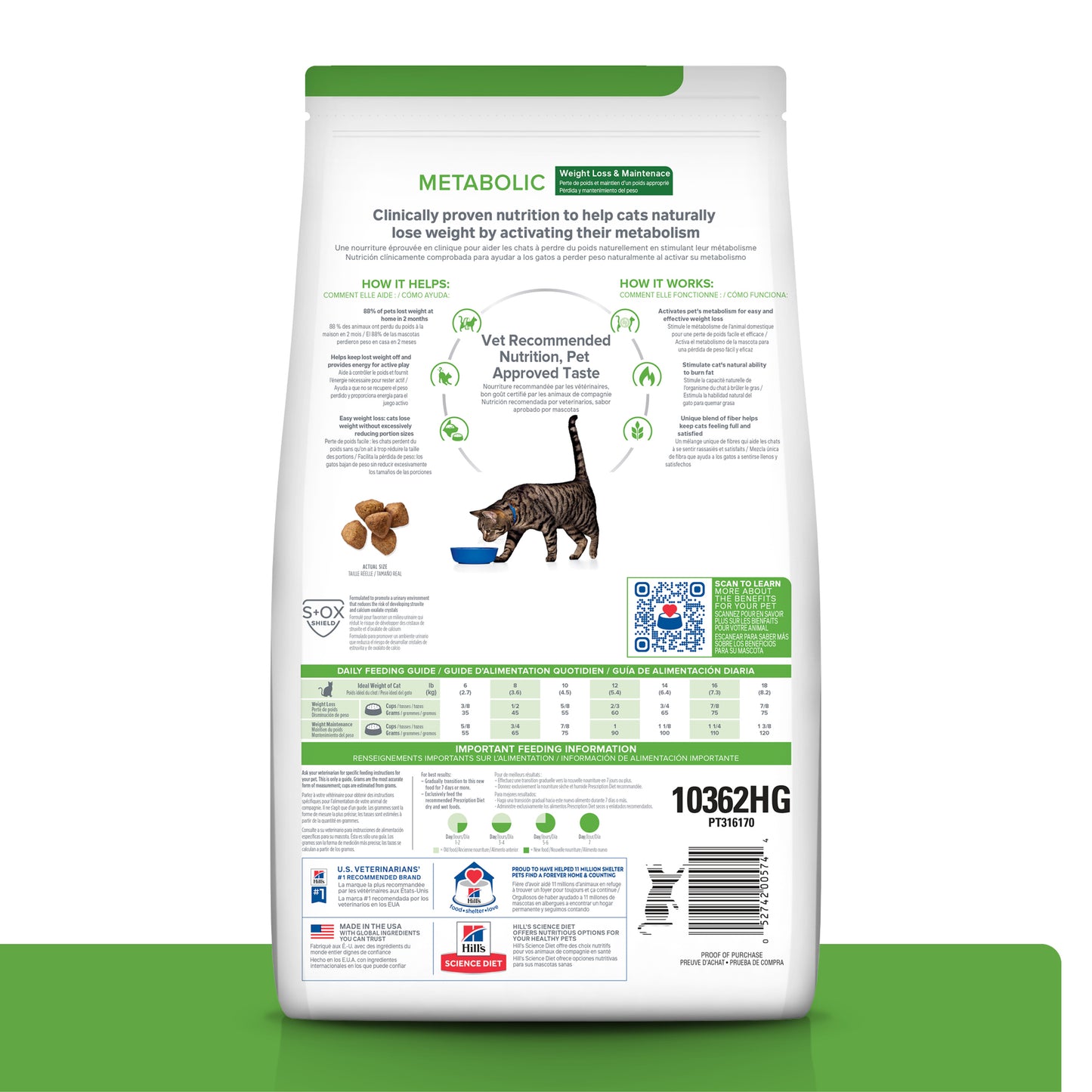 Hill's Metabolic alimento para gato pérdida y mantenimiento de peso 1.8 Kg