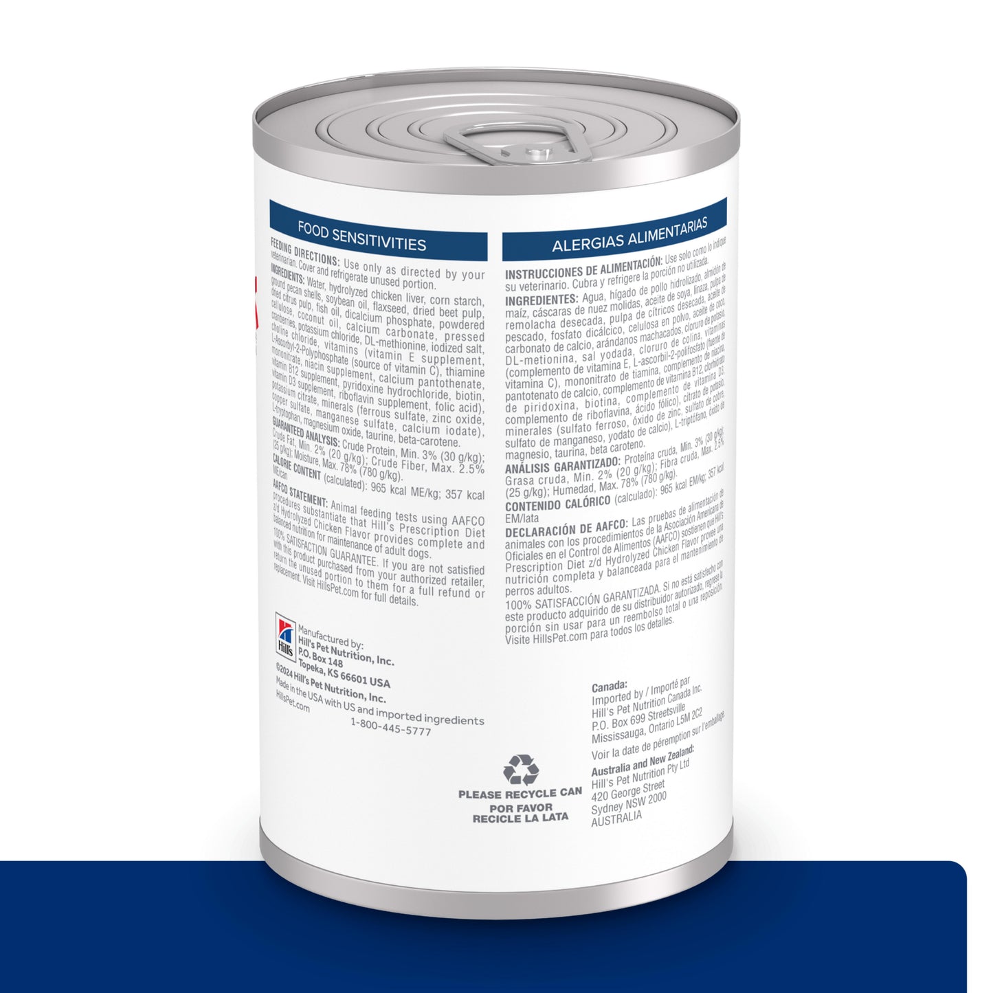 Hill's z/d Alimento húmedo para perro sensibilidades alimentarias 13oz