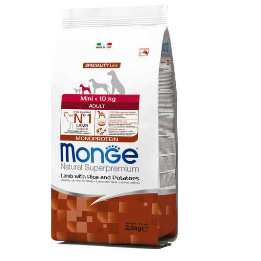 Monge CANINE ADULT MINI CORDERO, ARROZ Y PAPA