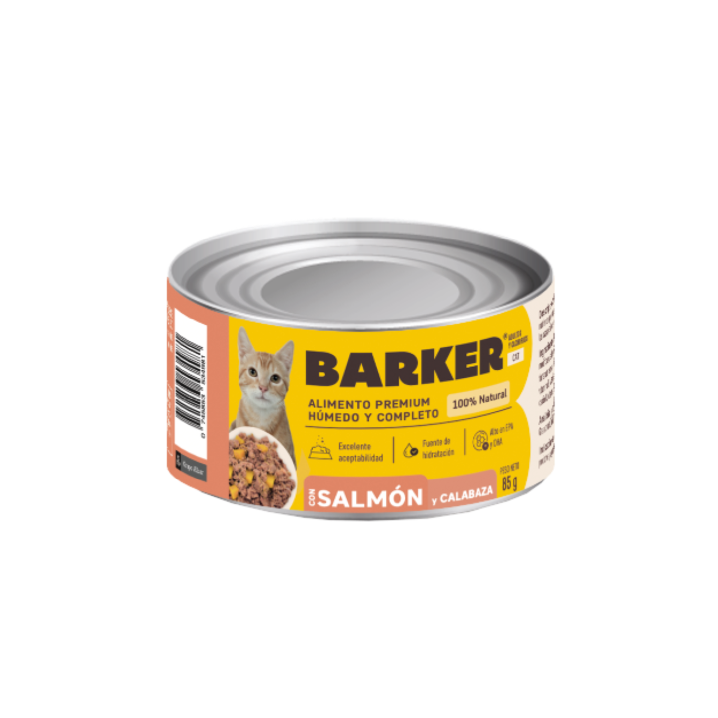 BARKER LATA GATOS SALMÓN Y CALABAZA (85g)