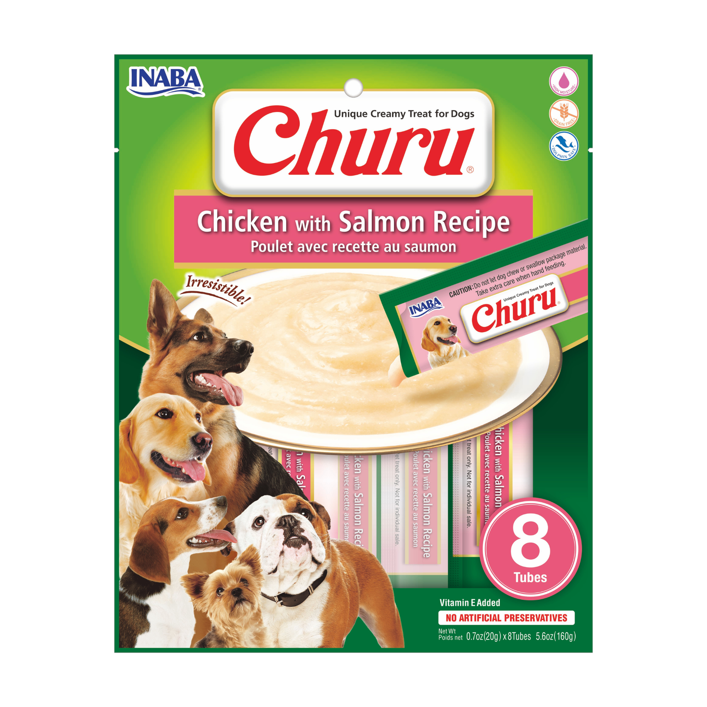 CHURU DOG CHICKEN- SALMON X 8 TUBOS