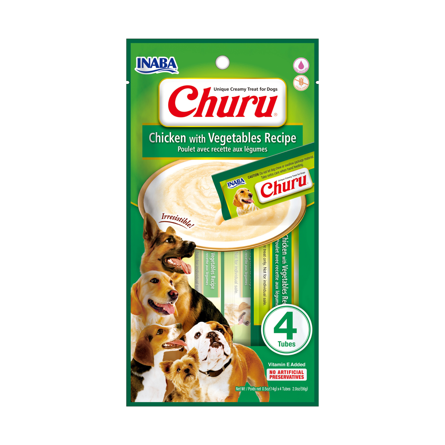 CHURU DOG CHICKEN/VEGETAL X 4 TUBOS