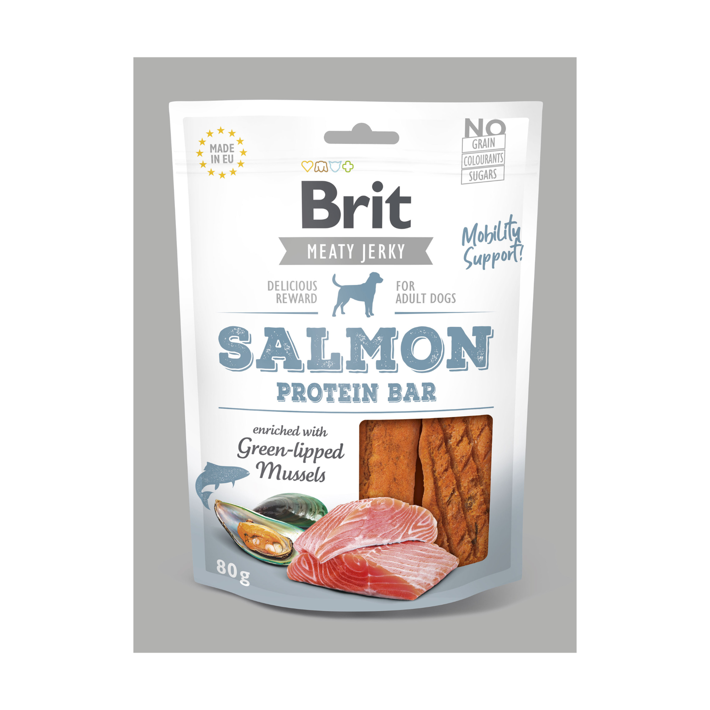 BRIT JERKY SNACK SALMON PROTEIN BAR FOR DOGS - 80 GR